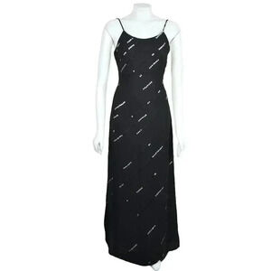 NWT Scala Sequin Black Maxi Dress Formal Sleeveless Size 5/6
